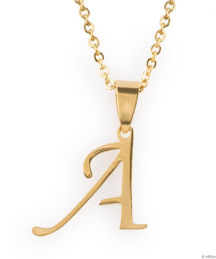 “A“ betűt formázó medál, aranyszínű lánccal