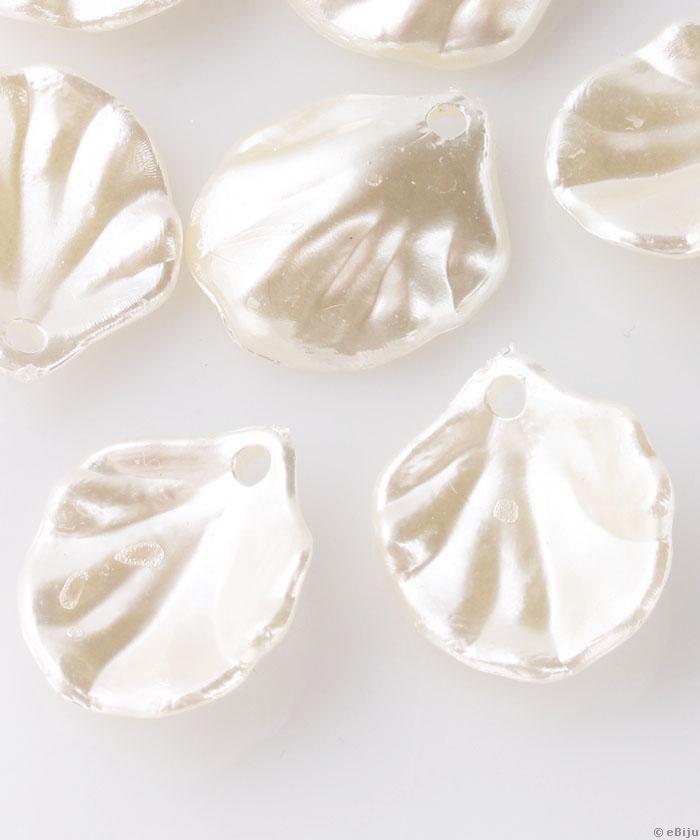 Akril függő dísz, fehér kagyló, 1.5 x 1.7 cm