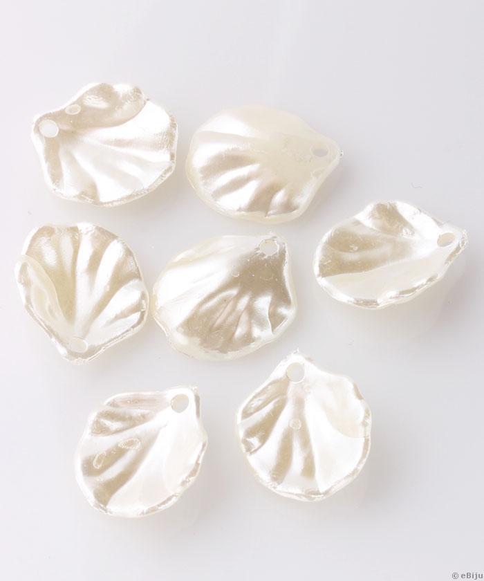 Akril függő dísz, fehér kagyló, 1.5 x 1.7 cm