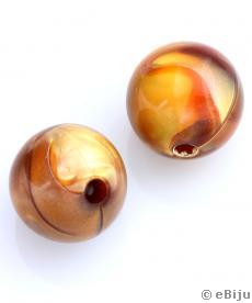 Akril gyöngy, aranyszínű-barna, gömb forma, 2.2 cm