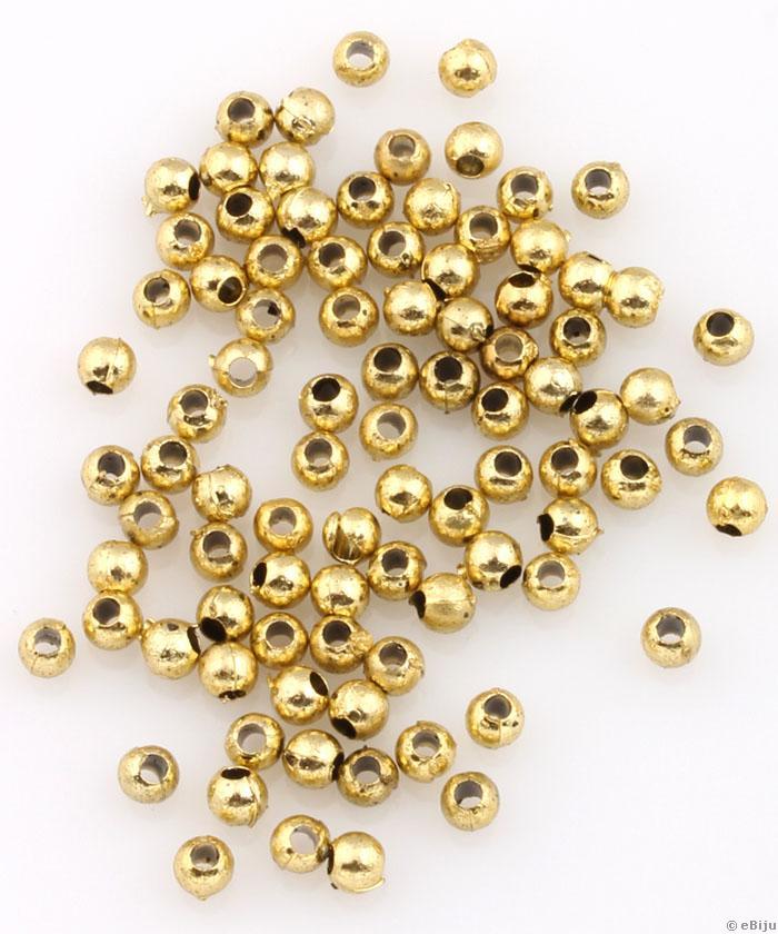 Akril gyöngy, aranyszínű, gömb forma, 0.3 cm