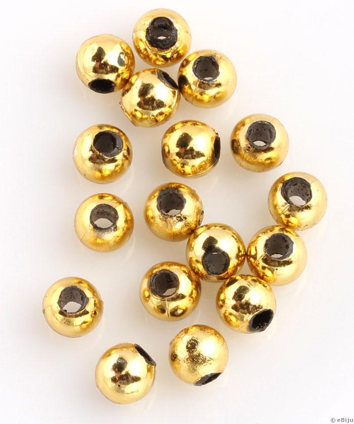 Akril gyöngy, aranyszínű, gömb forma, 0.6 cm