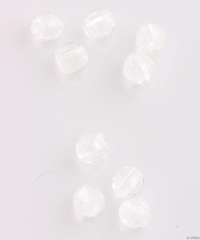 Akril gyöngy, átlátszó, gömb forma, 0.6 cm