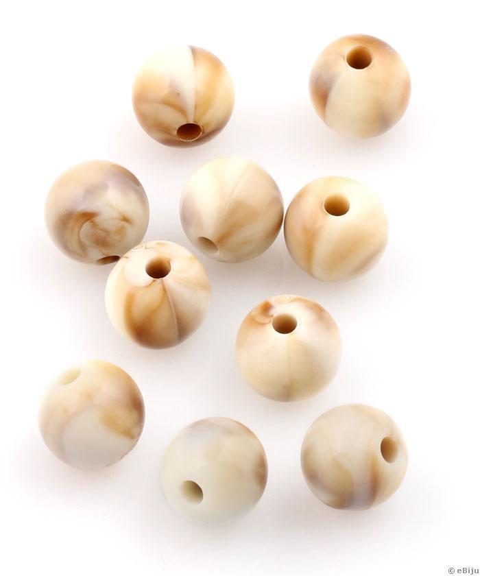 Akril gyöngy, capuccino barna, gömb forma, 1 cm