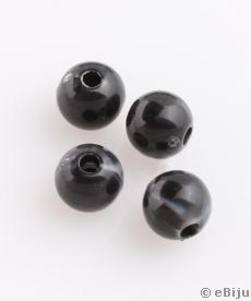 Akril gyöngy, fekete, gömb forma, 0.6 cm