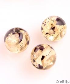 Akril gyöngy, füstszínű-fekete, gömb forma, 1.4 cm