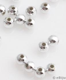 Akril gyöngy, világos ezüstszínű, gömb forma, 0.4 cm