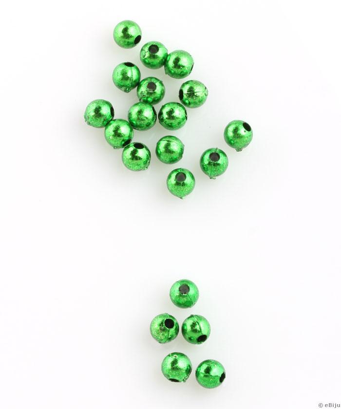 Akril gyöngy, zöld, gömb forma, 0.5 cm