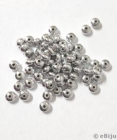 Akril távtartó gyöngy, ezüstszínű, kör, 0.6 cm