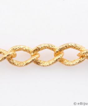 Alumínium textúrált aranyszínű lánc, 10x7 mm