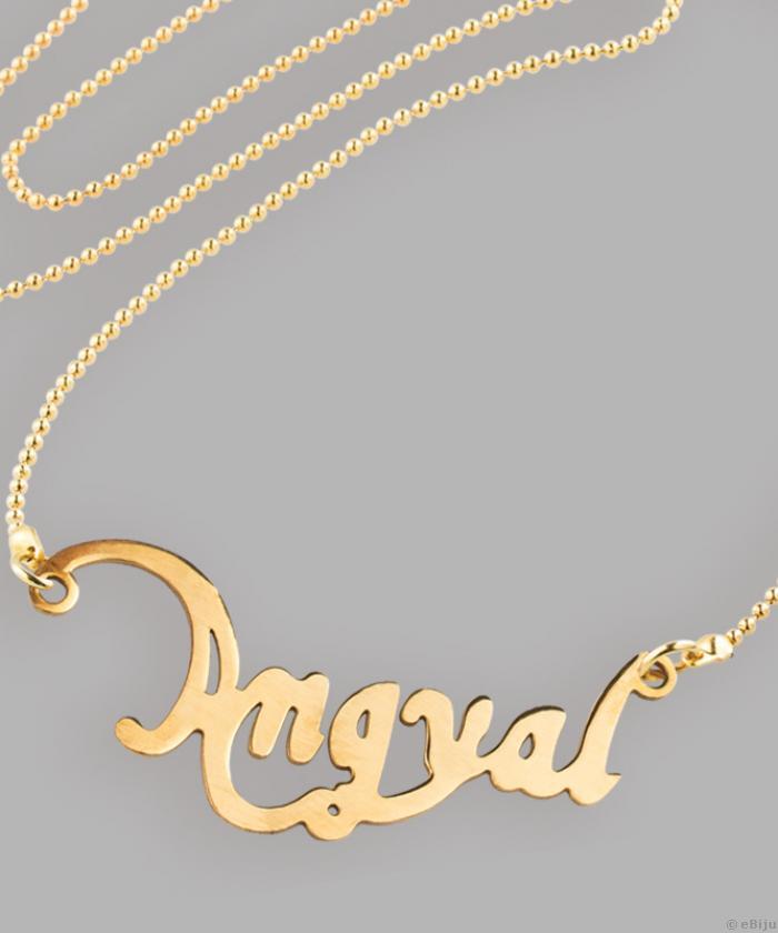 "Angyal" medál, aranyszínű rozsdamentes acélból, közönséges fém lánccal