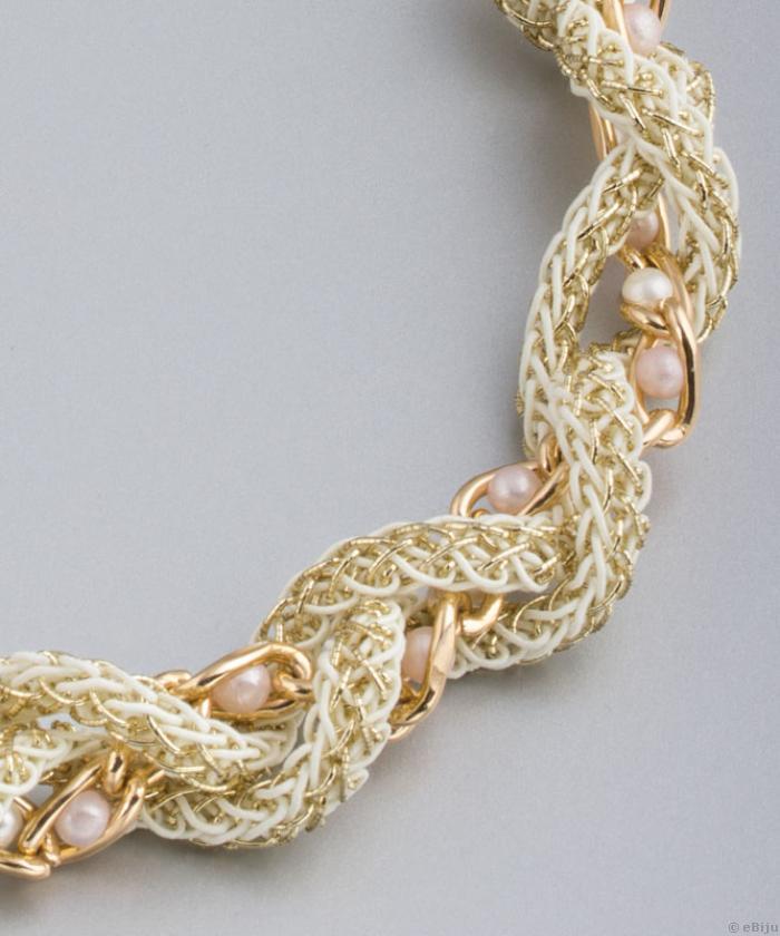 Arany- és krémszínű fonott textil nyakék