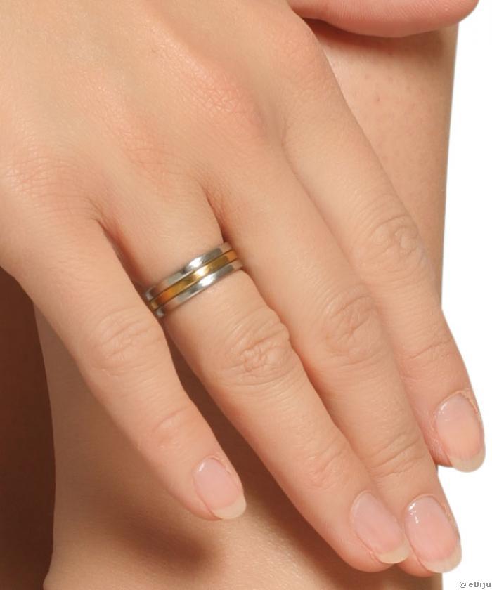 Arany- ezüstszínű, három darabból álló uniszex gyűrű (17 mm)