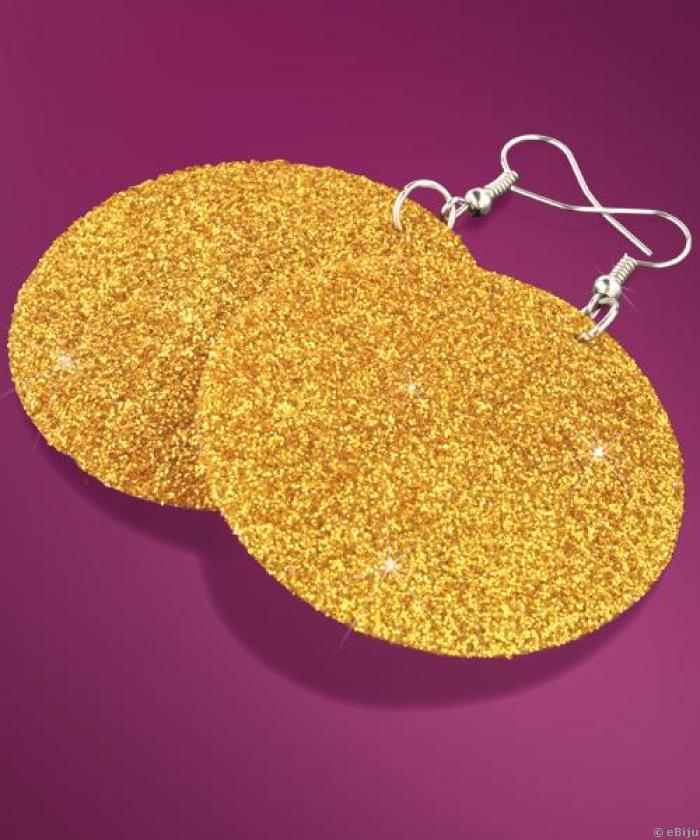 Arany színű csillámokkal borított gyöngyház fülbevaló