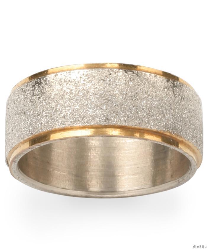Arany színű uniszex gyűrű, ezüst sávval