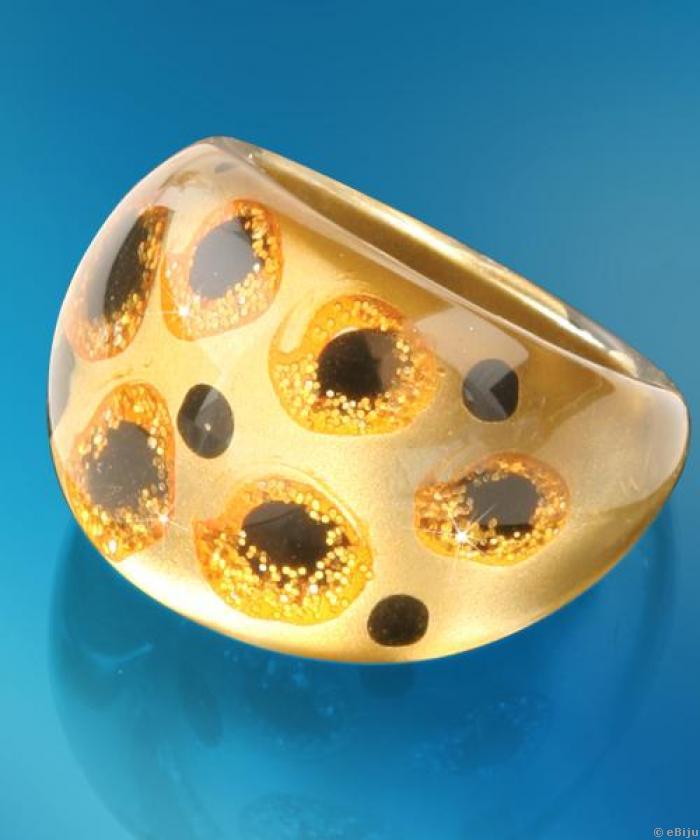 Aranyszínű, fekete pettyes gyűrű, 17 mm