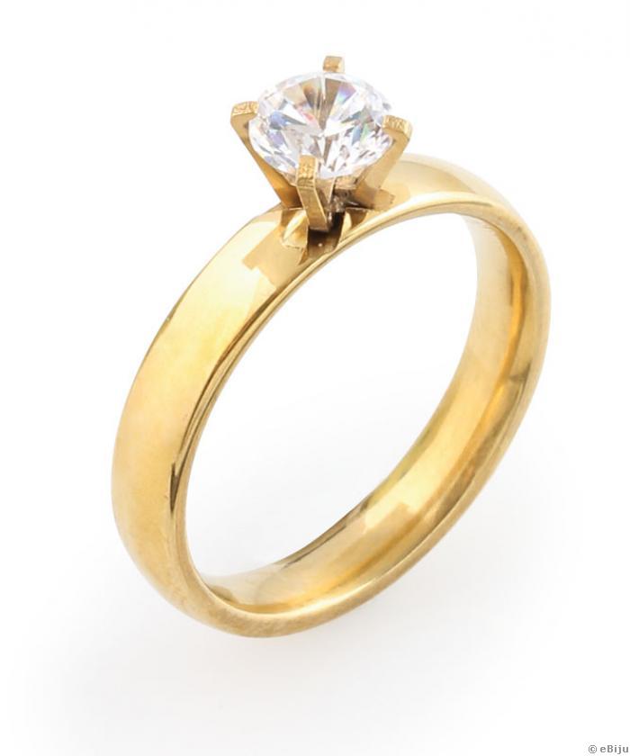 Aranyszínű gyűrű, cirkónia kővel