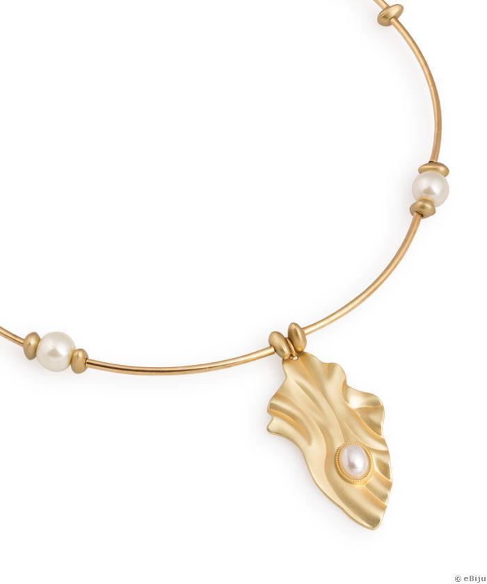 Aranyszínű minimalista nyakék, absztrakt formájú medállal
