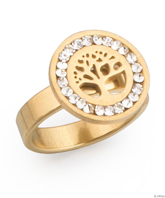 Aranyszínű rozsdamentes acél ‘Élet Fa’ gyűrű