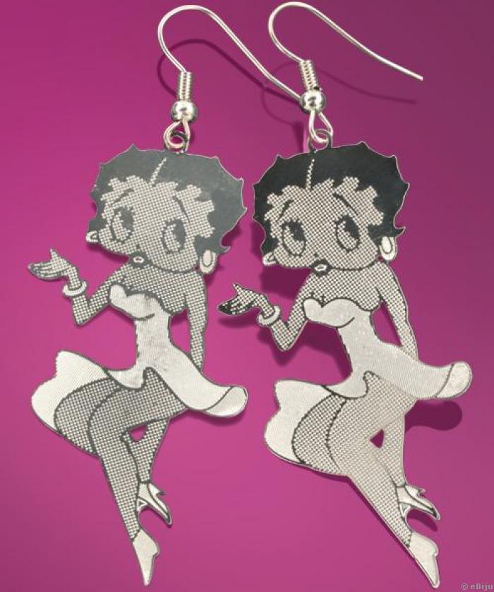 Betty Boop fülbevaló ezüst színű fémből