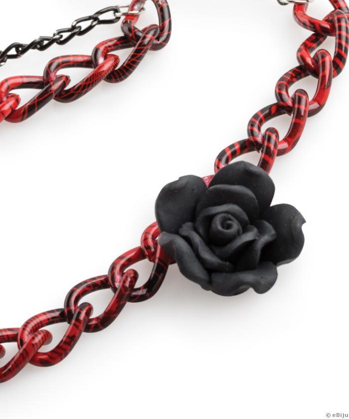 "Black Rose" nyakék, fekete ﬁmó virággal