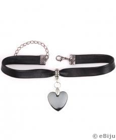 Choker típusú nyakék, hematit kő szívvel