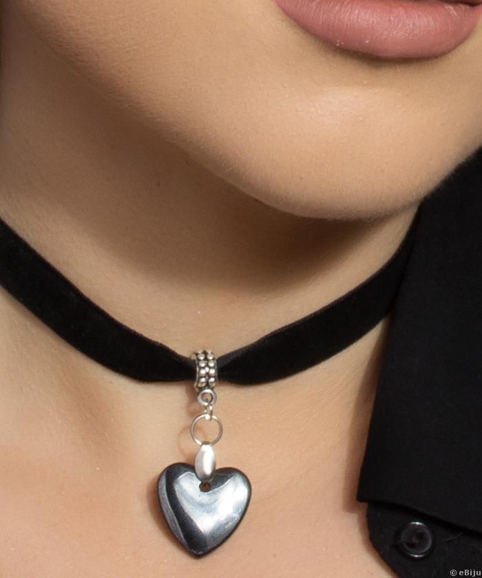 Choker típusú nyakék, hematit kő szívvel