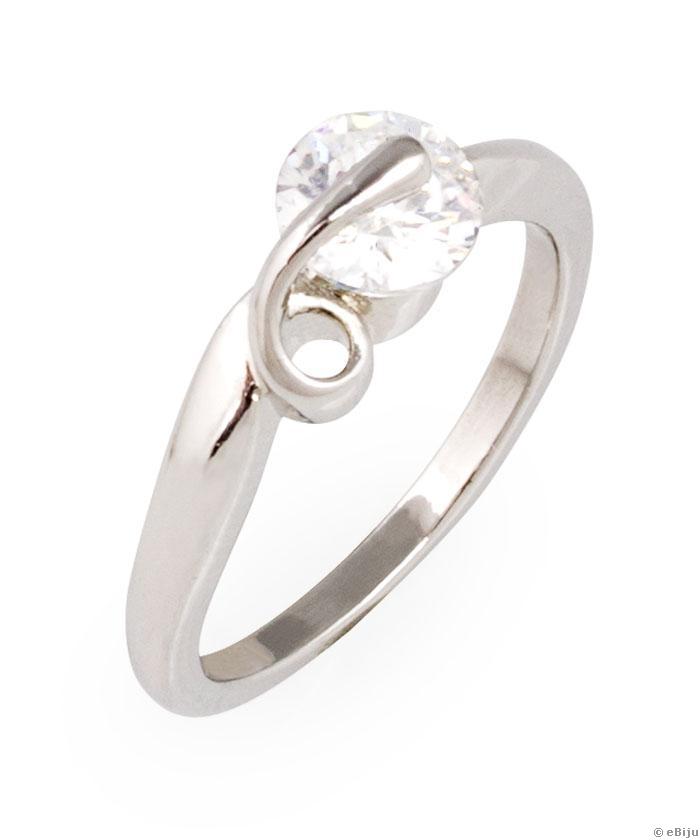 Cirkónia köves, jegygyűrű típusű ezüstszínű gyűrű