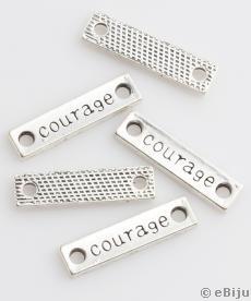 Courage köztes medál, ezüstszínű fém, 2.3 x 0.6 cm