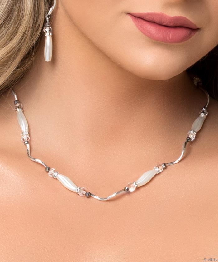 Csavart krémszínű akril elemes nyakék