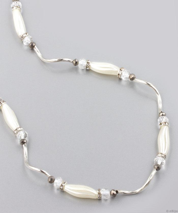 Csavart krémszínű akril elemes nyakék