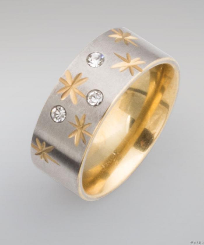 Csillagos és kristályos rozsdamentes acél gyűrű, 19 mm