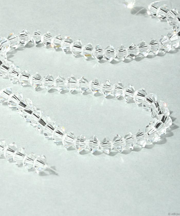 Csiszolt bikónikus kristály gyöngyök, átlátszó, 0.45x0.55 cm