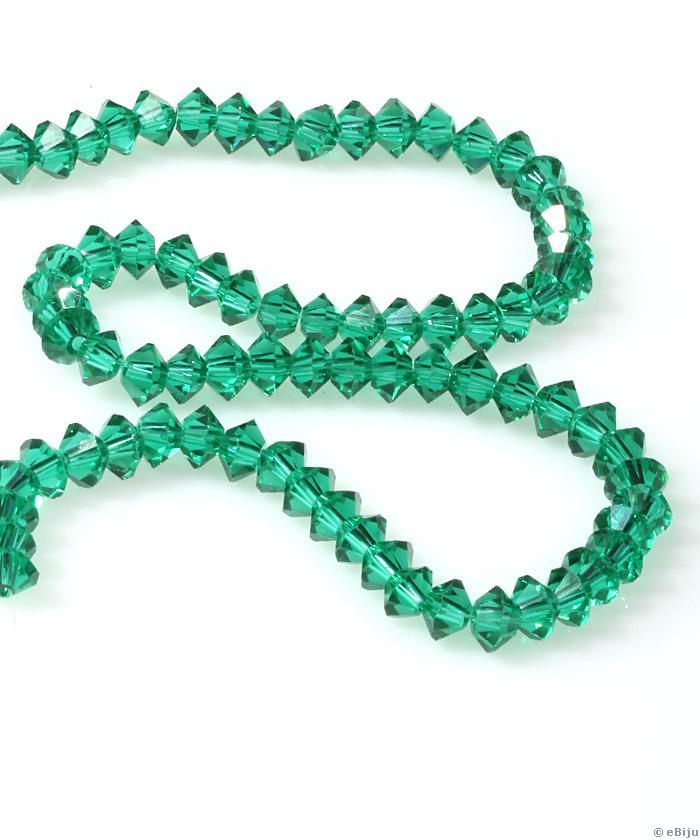 Csiszolt bikónikus kristály gyöngyök, zöld, 0.4x0.55 cm