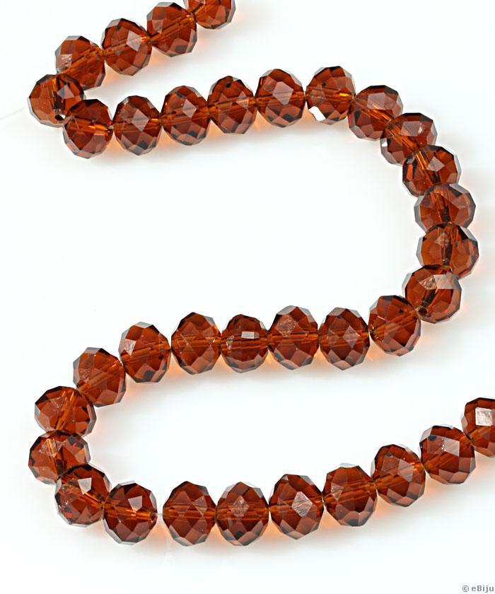 Csiszolt rondelle kristály gyöngyök, barna, 0.8x1 cm