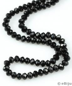 Csiszolt rondelle kristály gyöngyök, fekete, 0.6x0.8 cm