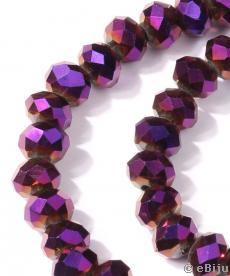 Csiszolt rondelle kristály gyöngyök, galvanizált, lila, 0.6 cm, ár/szál