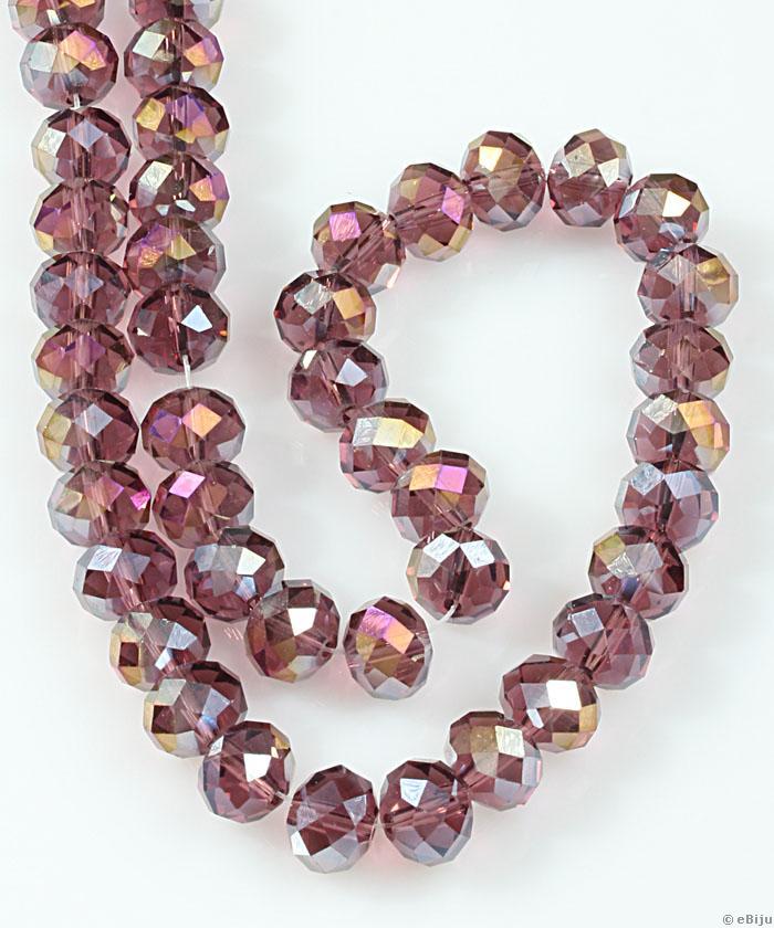 Csiszolt rondelle kristály gyöngyök, lila AB, 0.8x1 cm