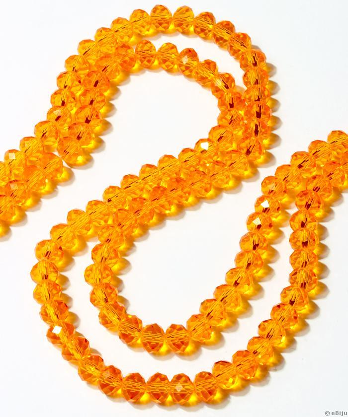 Csiszolt rondelle kristály gyöngyök, narancssárga, 0.6 cm