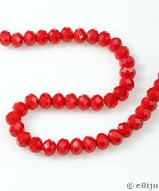 Csiszolt rondelle kristály gyöngyök, piros, 0.6x0.8 cm