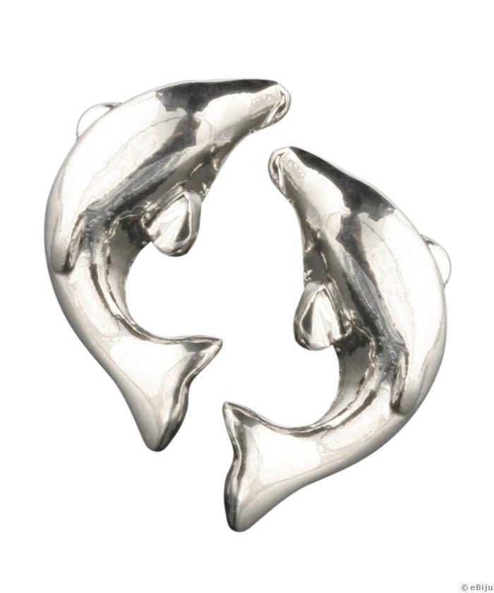 Delfin fülbevaló, ezüst színű fémből