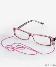Divatos szemüvegtartó lánc, neon-rózsaszín fém