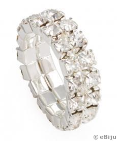 Duplasoros gyűrű, fehér kristályokkal