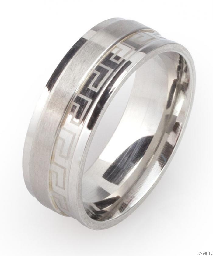 Ezüstszínű görög mintás gyűrű, uniszex, 20 mm