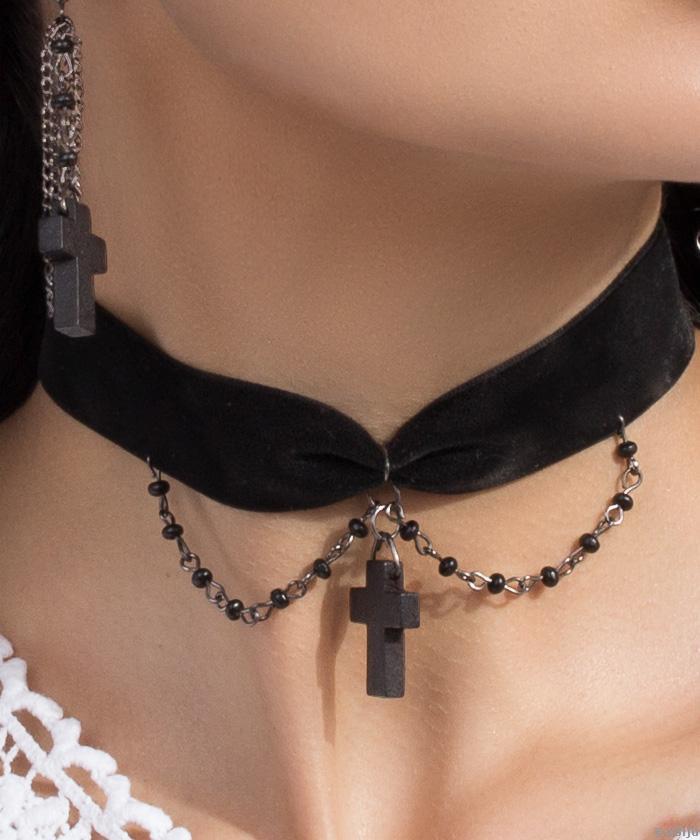 Fa keresztes choker nyakék