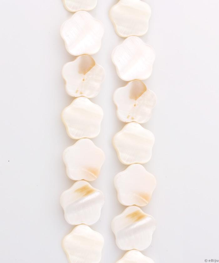 Fehér gyöngyház, virág forma, 1.5 cm
