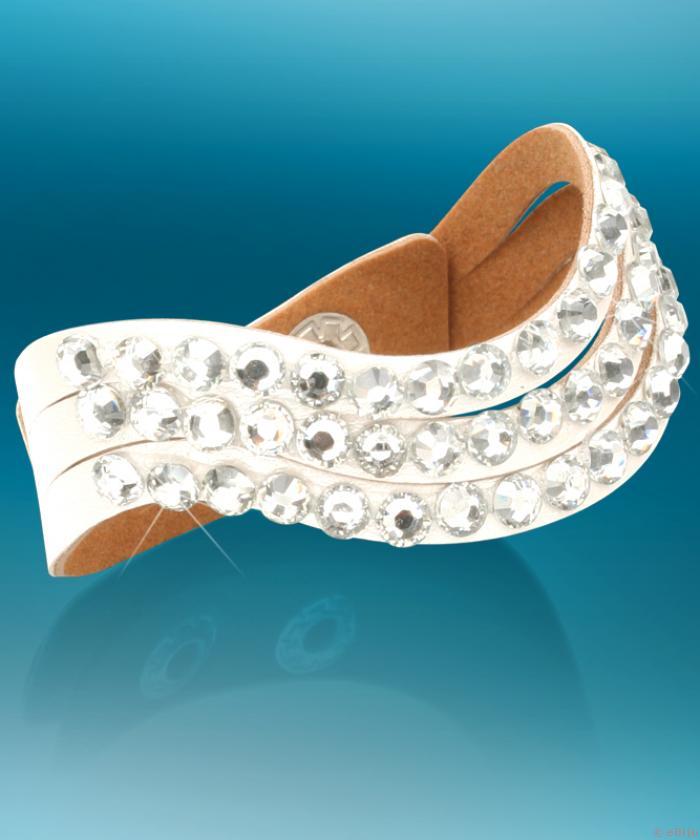 Fehér hullámos karkötő strasszokkal