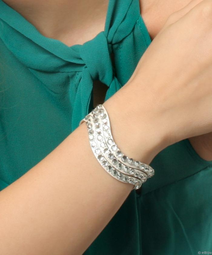 Fehér hullámos karkötő strasszokkal