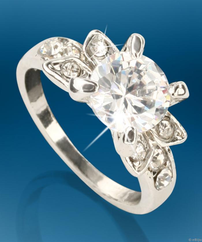 Fehér kristályos jeggyűrű típusú gyűrű, 16mm