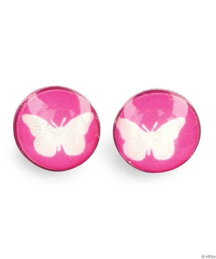 Fehér-rózsaszín pillangós fülbevaló